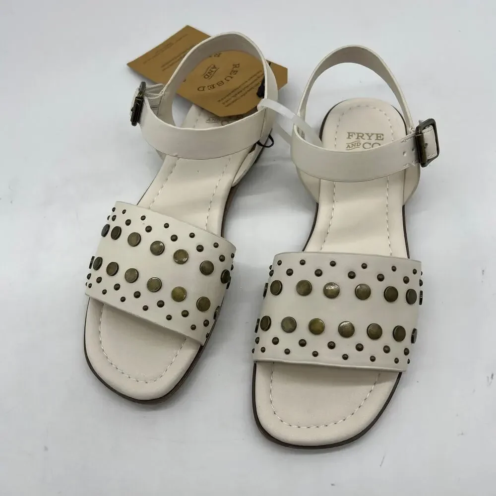 Frye and Co. Womens Brooklyn Adjustable Strap Flat Sandals Cream Size 6M